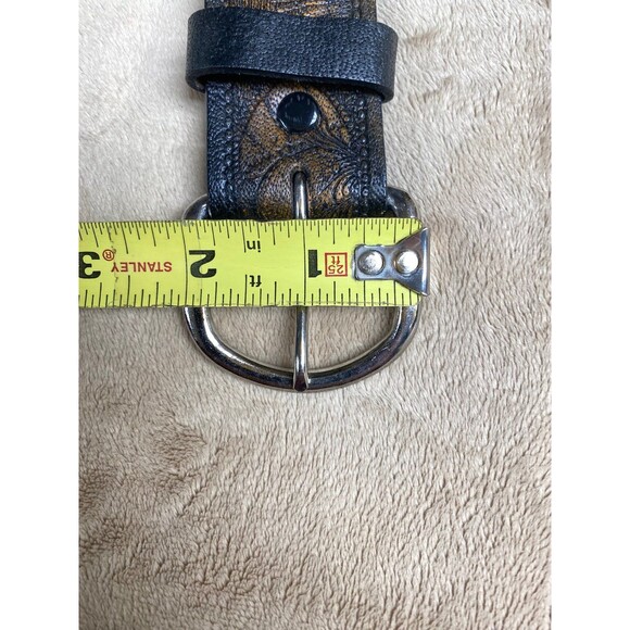 Genuine Leather Brown Tooled Belt Size 42 Fisherman Outdoors Northern Bass Pole - Picture 9 of 11